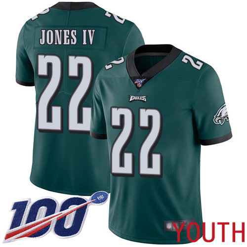 Youth Philadelphia Eagles 22 Sidney Jones Midnight Green Team Color Vapor Untouchable NFL Jersey Limited 100th